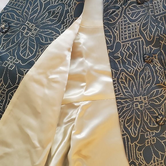 Vivienne Tam green and gold ¾ sleeve cropped swing - Picture 4 of 9